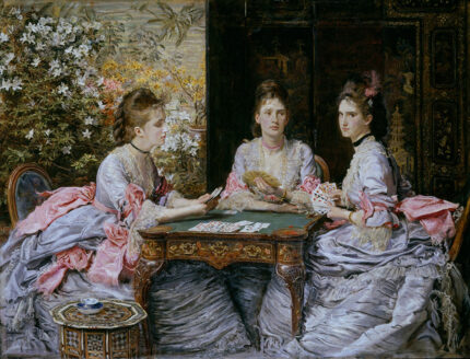 yağlı boya kağıt oynayan kadınlar