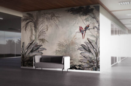 Tropikal orman ve papağan poster duvar kağıdı