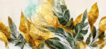 Suluboya Sarı ve Yeşil Yapraklar - Çizim poster