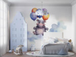 Balonlar ve yavru su aygırı poster duvar kağıdı