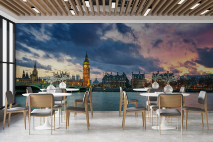 Londra Big Ben saat kulesinde gün batımı şehir manzarası