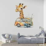 Minibüs ve zürafa poster duvar kağıdı