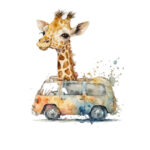 Minibüs ve zürafa poster duvar kağıdı