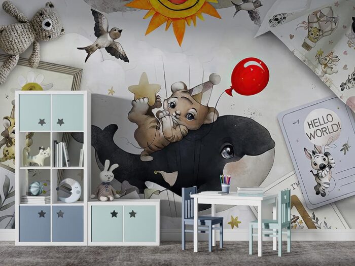 çocuk-odası-balina-ve-kaplan-poster-duvar-kağıdı
