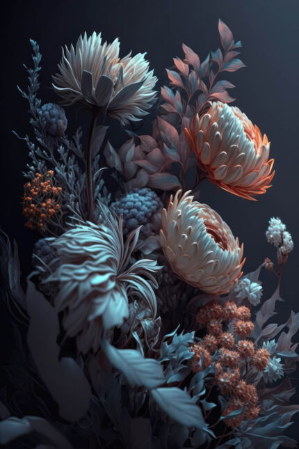 3D Çiçekler poster