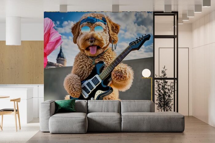 Gitar çalan köpek poster duvar kağıdı