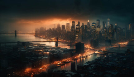 Newyork gece şehir manzarası poster