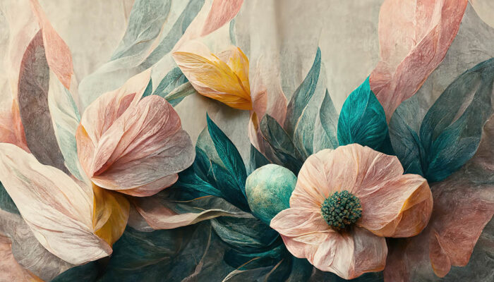 3D Pudra Pembe Çiçekler poster
