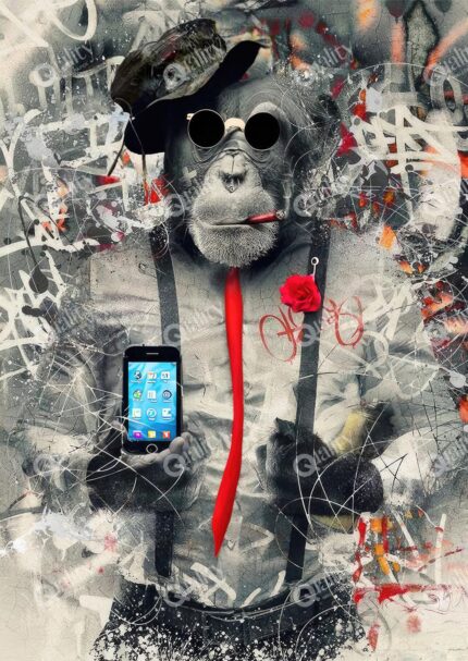 Maymun ve cep telefonu poster duvar kağıdı