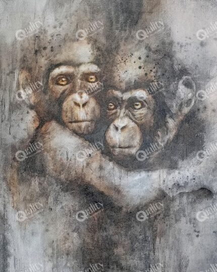 Desenli maymun ve yavrusu poster duvar kağıdı