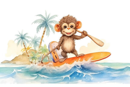 Sörf yapan maymun poster duvar kağıdı
