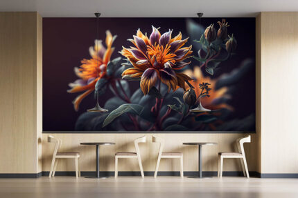 3D Renkli Çiçekler poster