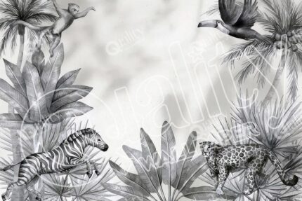 ormanda-zebra-ve-leopar-poster-duvar-kağıdı