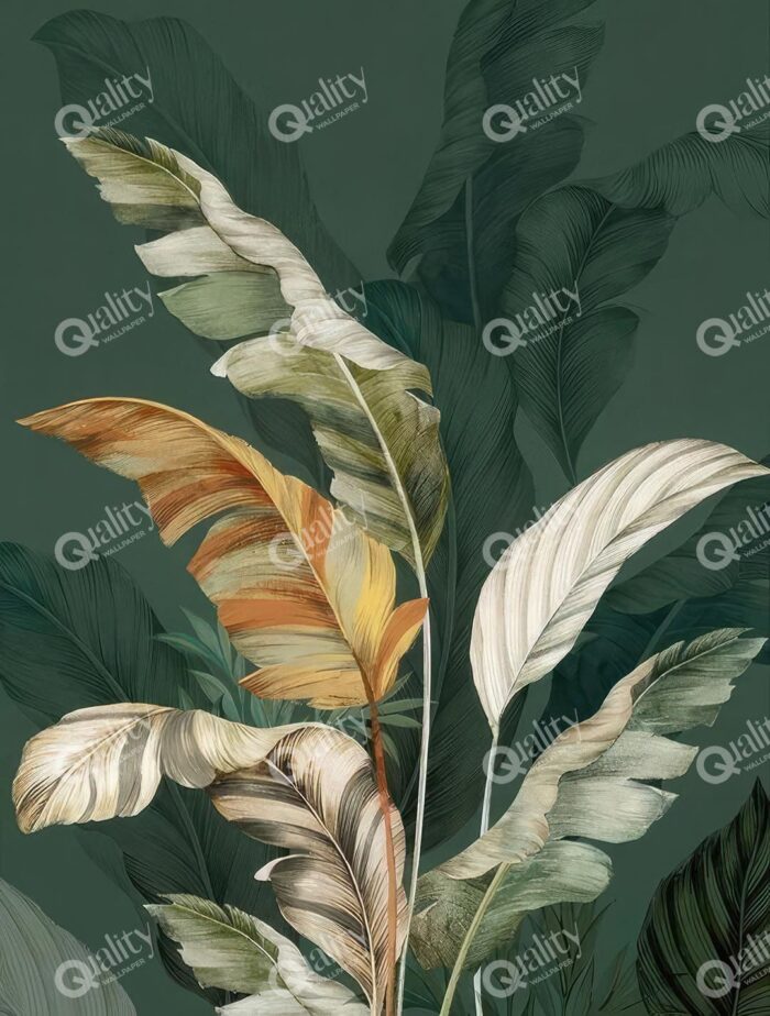 Palmiye yaprakları ve siluet poster duvar kağıdı