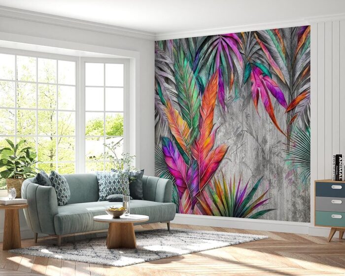 Renkli palmiye yaprakları poster duvar kağıdı