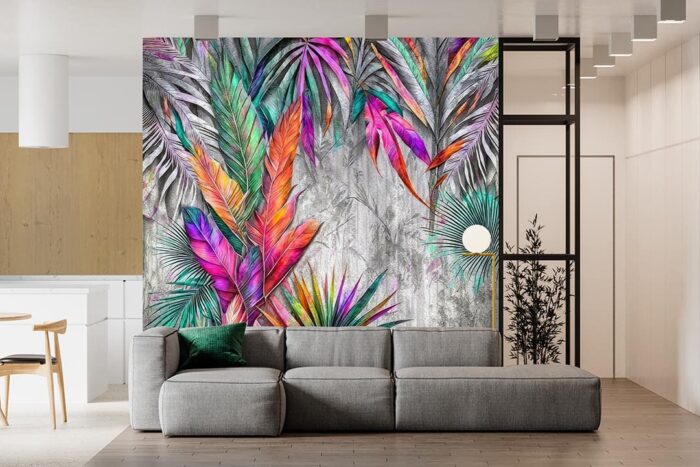 Renkli palmiye yaprakları poster duvar kağıdı