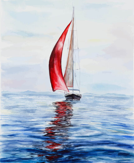 Suluboya Yelkenli Tekne Resmi poster