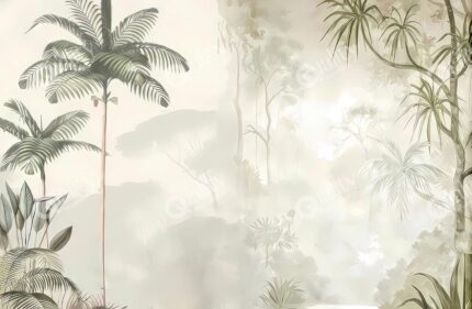 Tropikal orman silueti poster duvar kağıdı