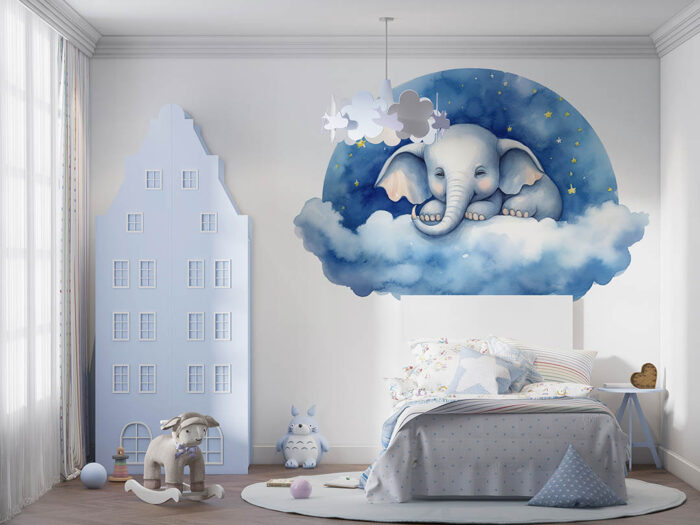 Bulutlarda uyuyan yavru fil poster duvar kağıdı
