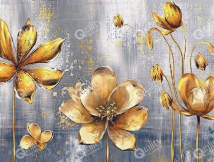 Suluboya altın sarısı çiçekler poster duvar kağıdı