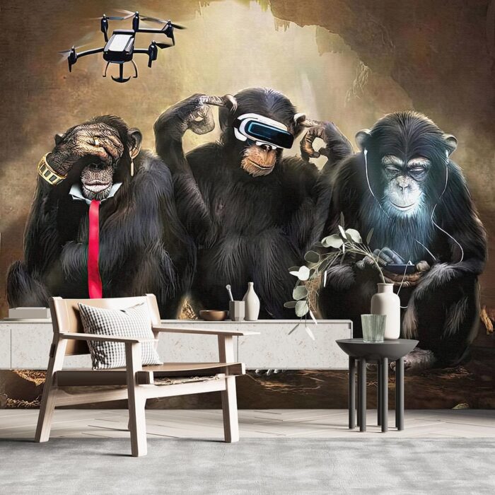 Teknolojik maymunlar poster duvar kağıdı