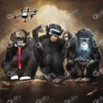 Teknolojik maymunlar poster duvar kağıdı