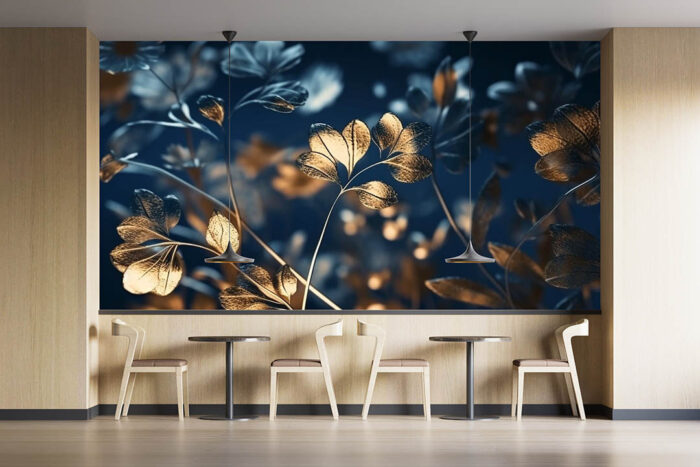 3D Parlayan Yapraklı Çiçek poster