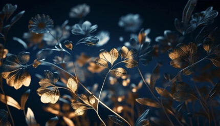3D Parlayan Yapraklı Çiçek poster