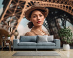 Eyfel kulesinde vintage kadın fotoğrafı