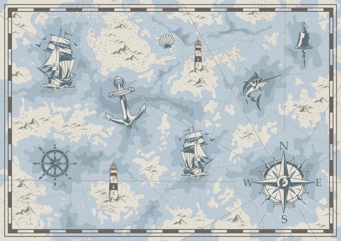 Antik deniz haritası poster duvar kağıdı