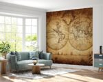 Antik dünya haritası poster duvar kağıdı