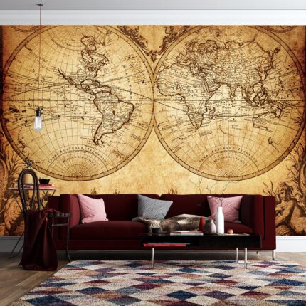 Antik dünya haritası poster duvar kağıdı