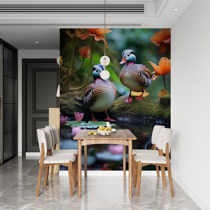 Doğada ördekler poster duvar kağıdı
