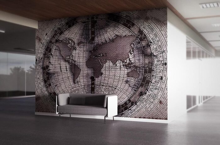 Dünya haritası ve Yazılar poster