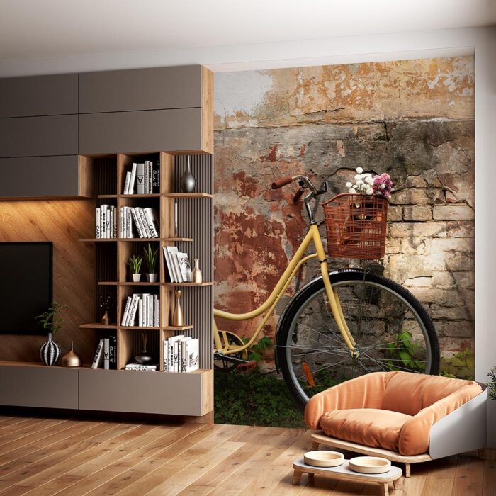 Eski duvar önünde bisiklet poster duvar kağıdı