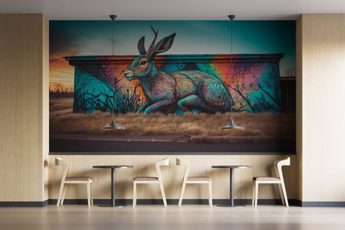 Renkli Tavşan Duvar Resmi - Graffiti poster