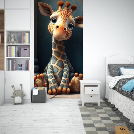 Bebek zürafanın mutluluğu çocuk odası duvar kağıdı