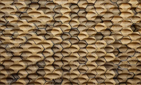 Altıgen Ahşap Dokulu Çukur Motifli Geometrik Duvar Deseni Poster Duvar Kumaşı – rv679